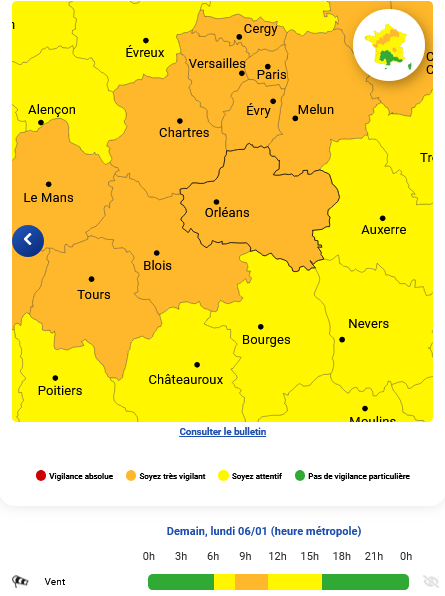 Meteo alerte du 06 01 25