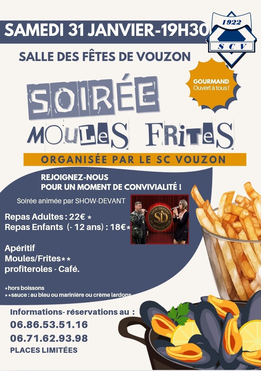 Soiree moules frites Vouzon 31 01 26