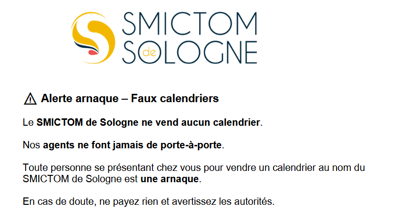 Alerte arnaque faux calendriers