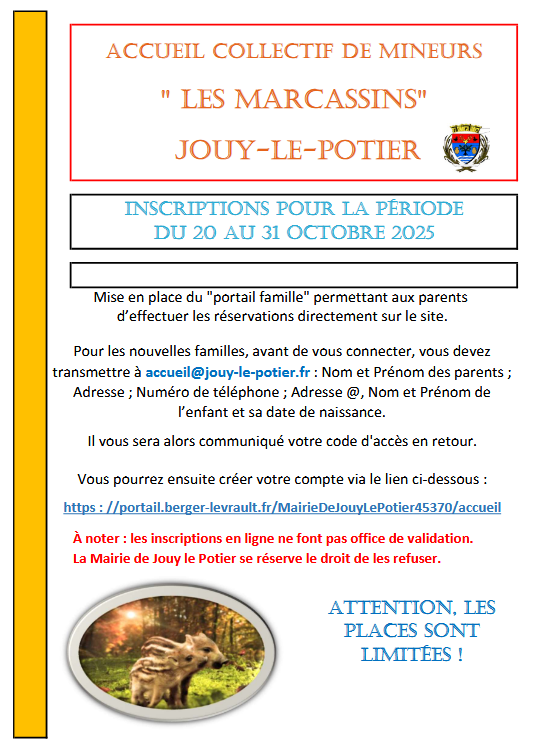Centre loisirs JOuy Vacances automne 2025