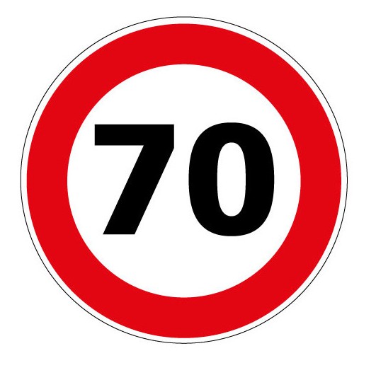 panneau limitation de vitesse 70km h b14galva70