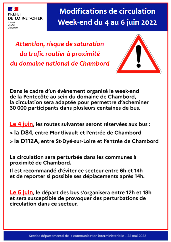 Alerte circulation Chambord 05 06 2022