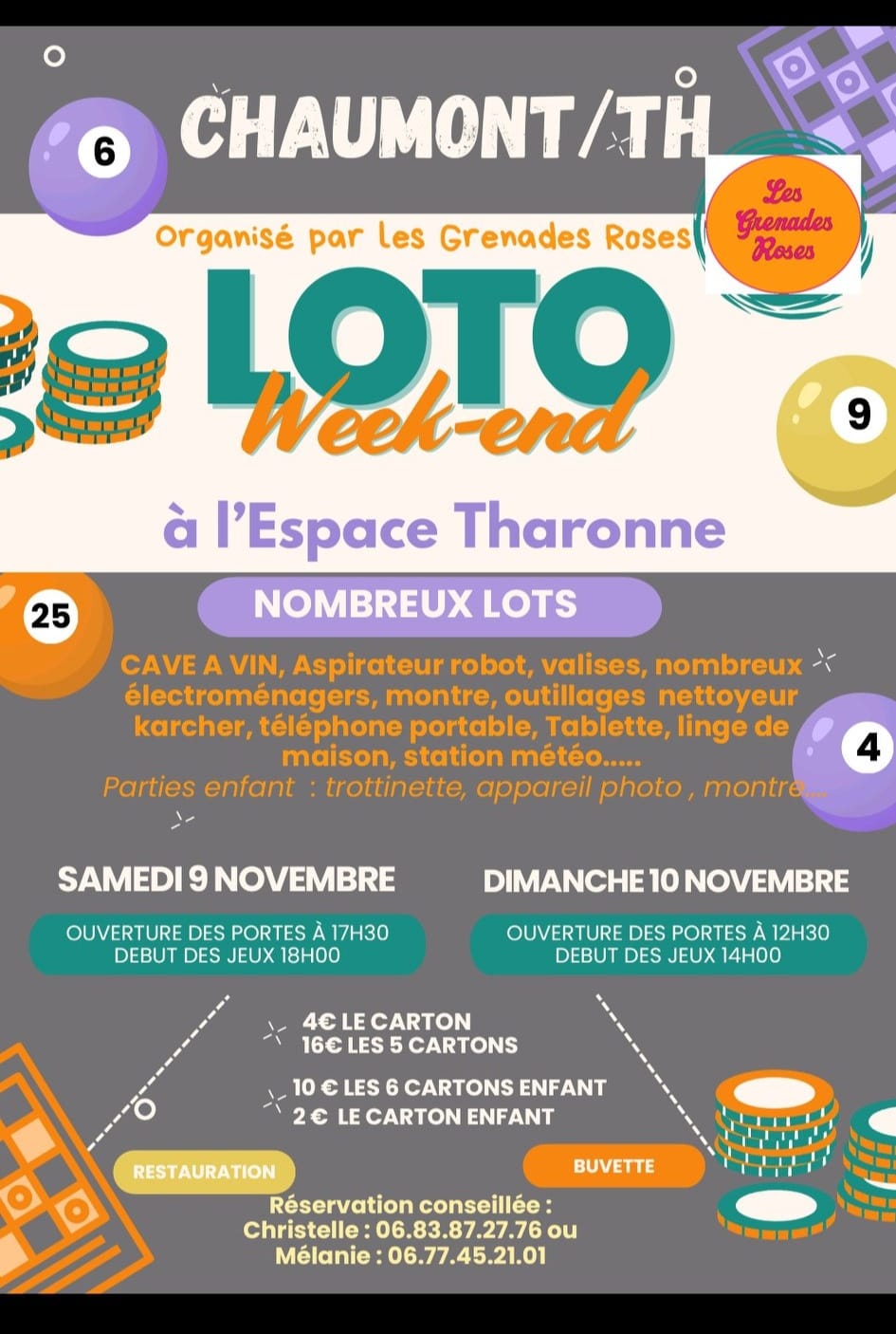 Loto week end Grenades roses 10 11 24