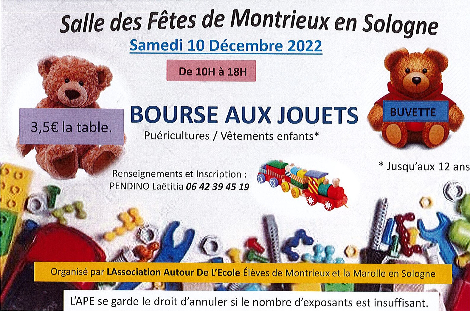 Bourse aux jouets La Marolle 12 2022