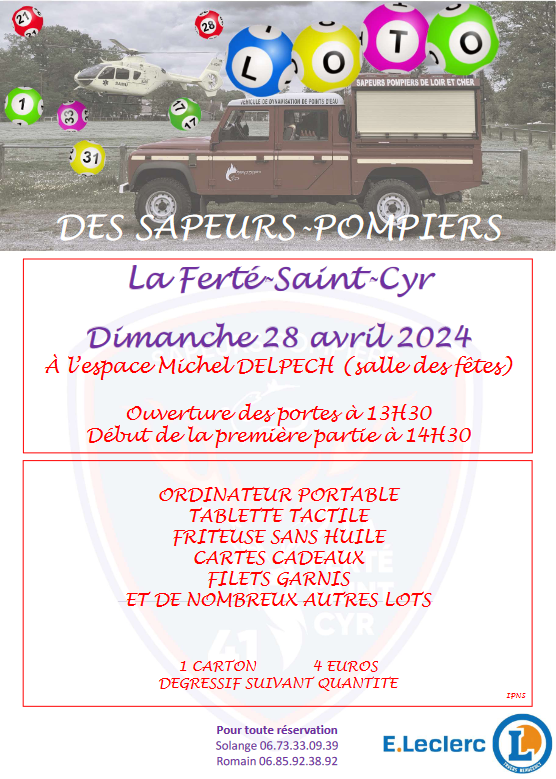 Loto Pompiers LFSC 28 04 24