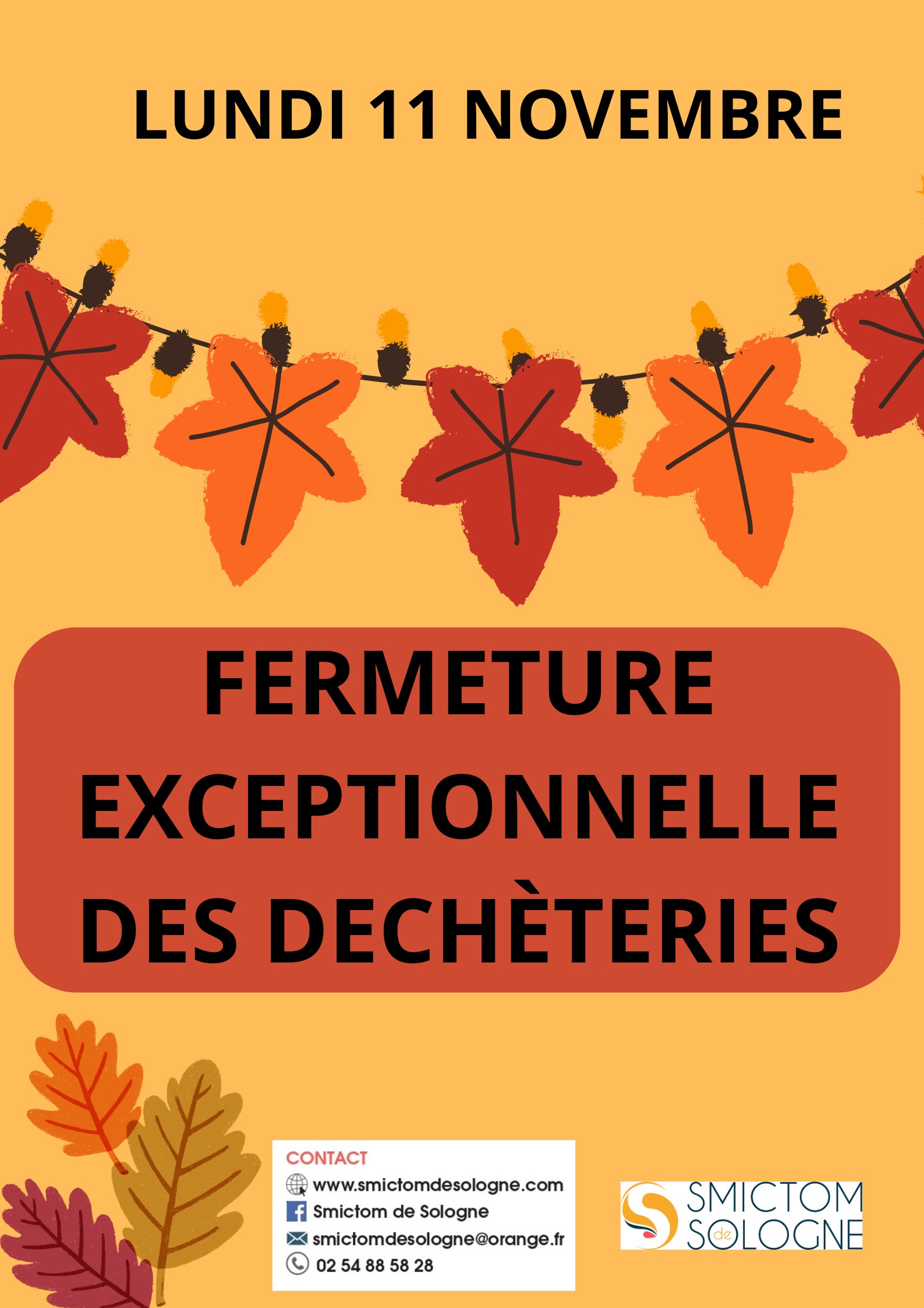 affiche fermeture dchterie 11 novembre