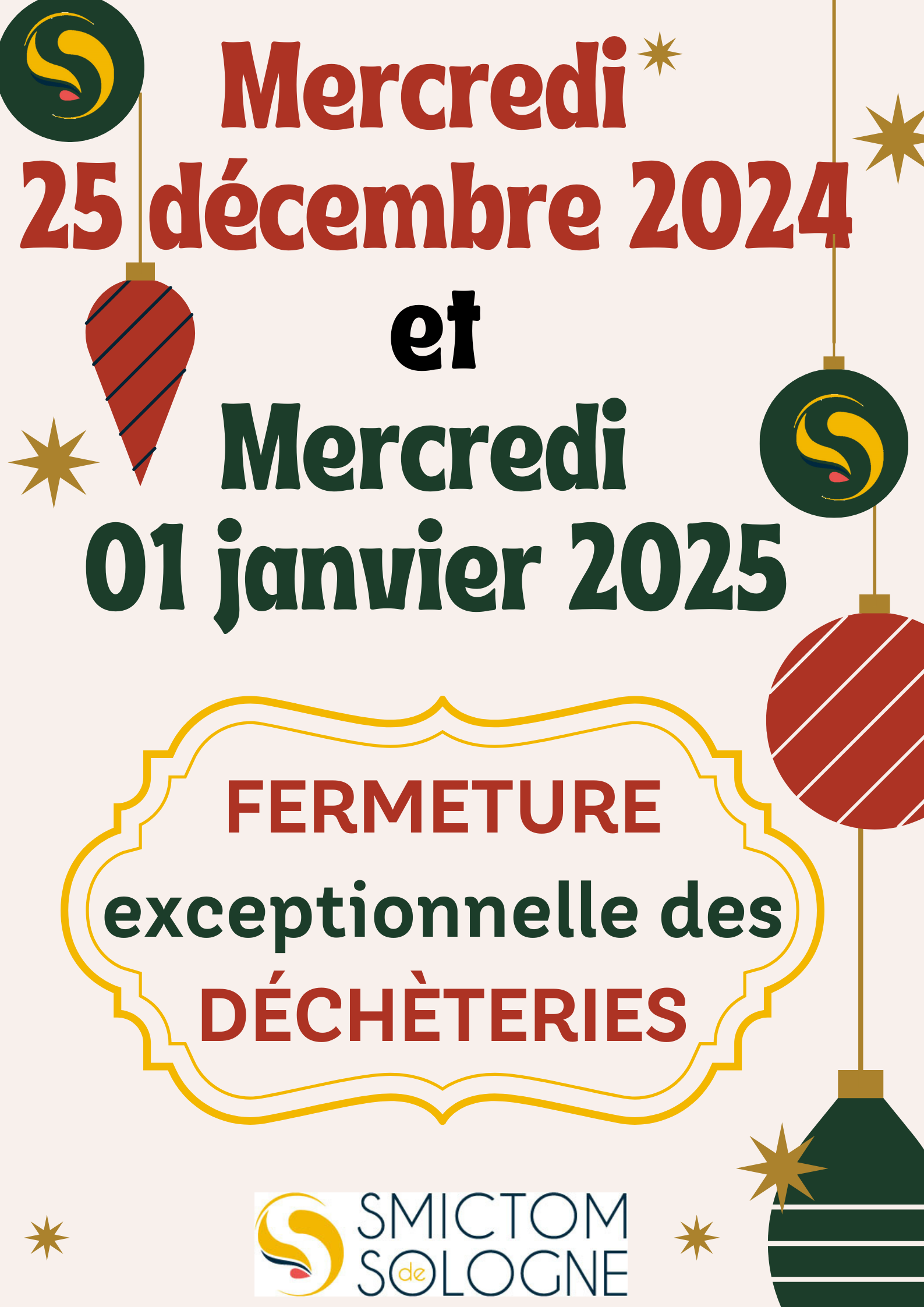 fermeture de dchteries nol 2024