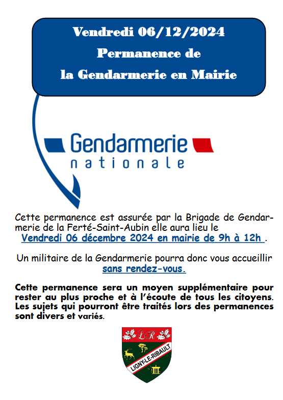 Permanence Gendarmerie 06 12 24