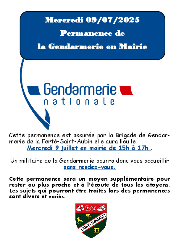 Gendarmerie permanence 09 07 25
